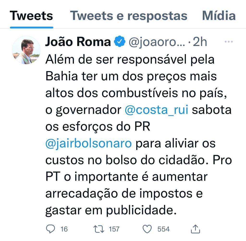 You are currently viewing Roma acusa Rui de sabotar ações de Bolsonaro para baixar preço de combustíveis